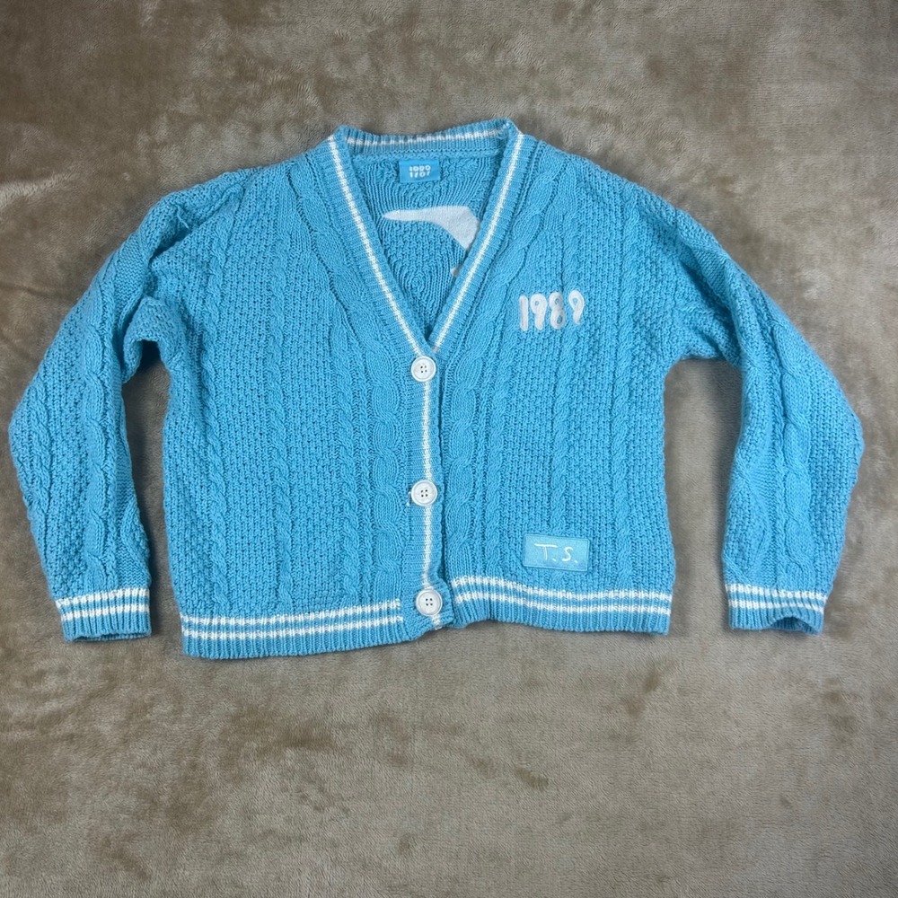 Taylor Swift‎ 1989 Taylor's Version Cardigan Blue Cable Knit Seagulls MD/LG